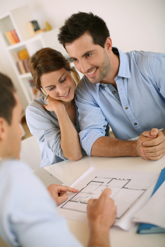 Young,Couple,Meeting,Architect,For,Future,House